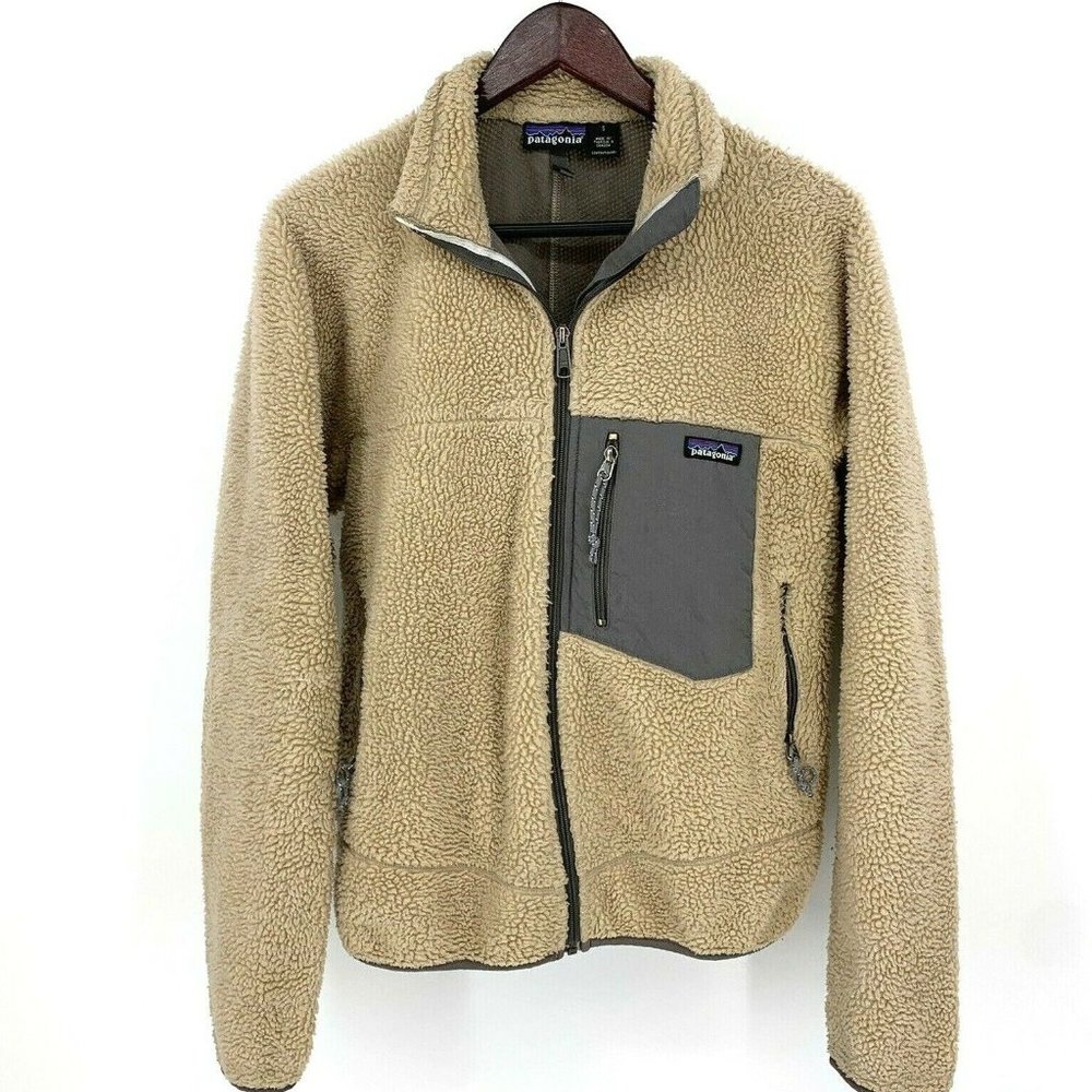 Vintage Patagonia‎ Retro-X Deep Pile Fleece Jacket Oatmeal Gray